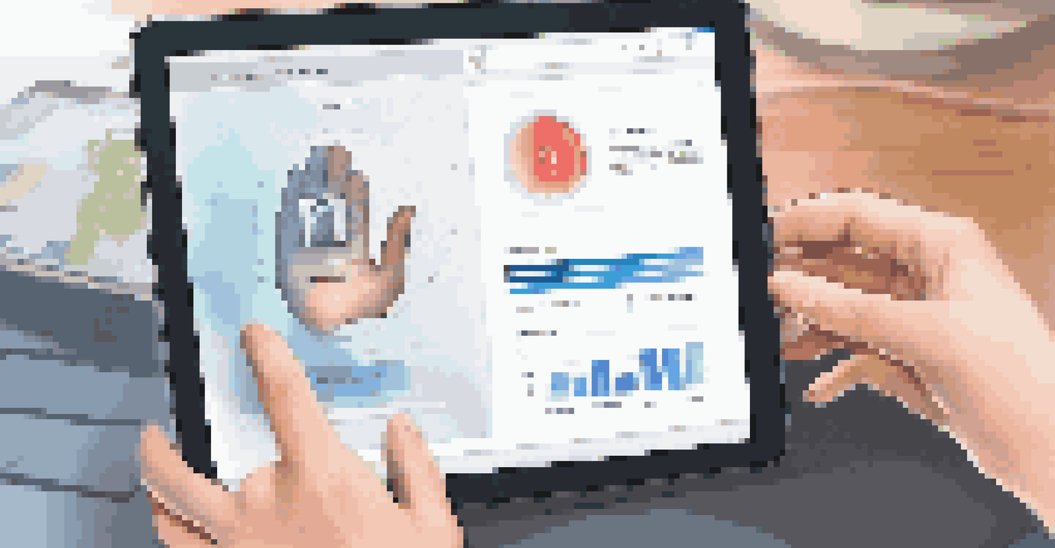 A close-up of a tablet showing a secure authentication screen with biometric options in a modern workspace.