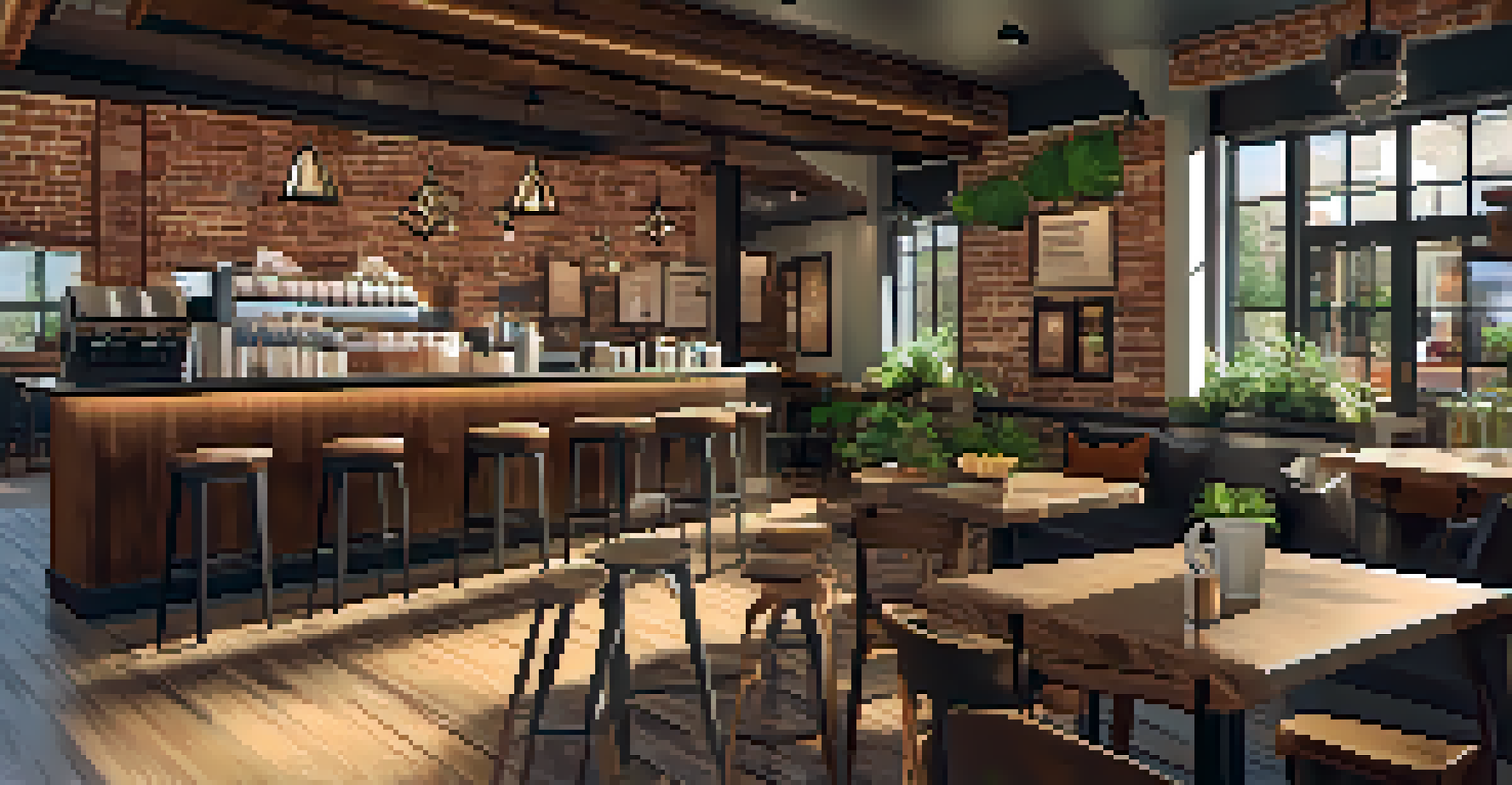 A cozy coffee shop with comfortable seating and happy customers enjoying their drinks.
