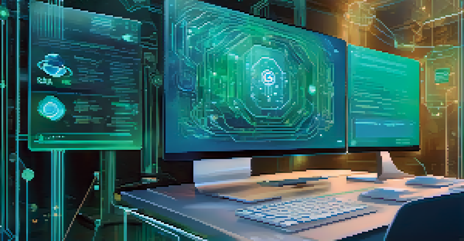 A futuristic digital identity management system interface that adapts to the user, with a vibrant blue and green abstract background.
