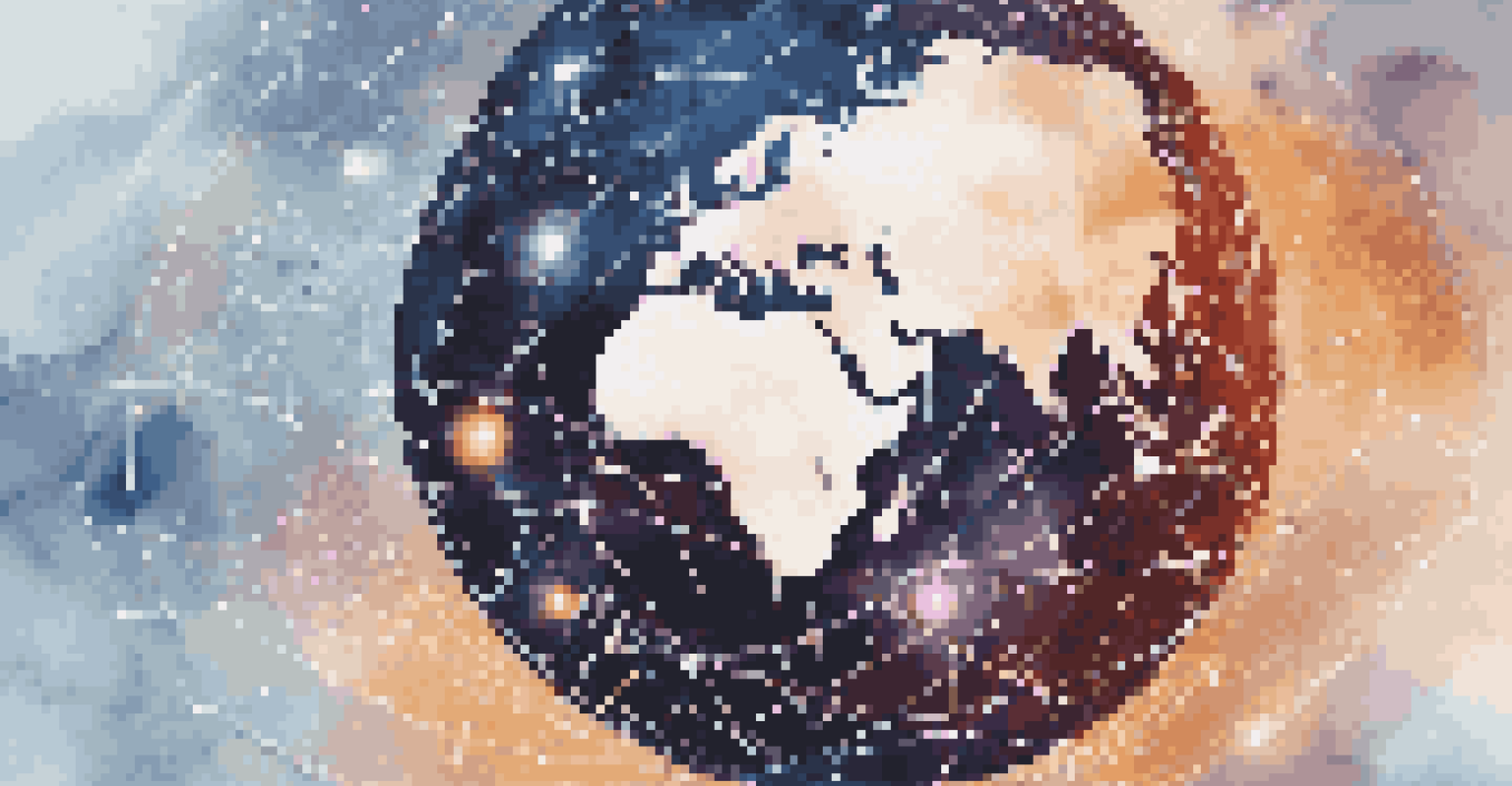 A globe with illuminated digital networks and icons representing different industries, symbolizing global cyber threats.