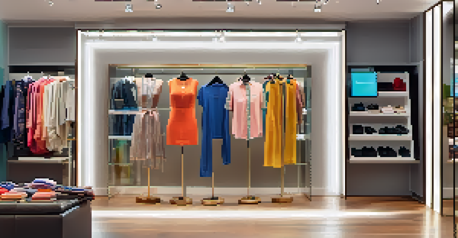 A smart mirror in a retail store showing personalized recommendations to a customer trying on clothes.