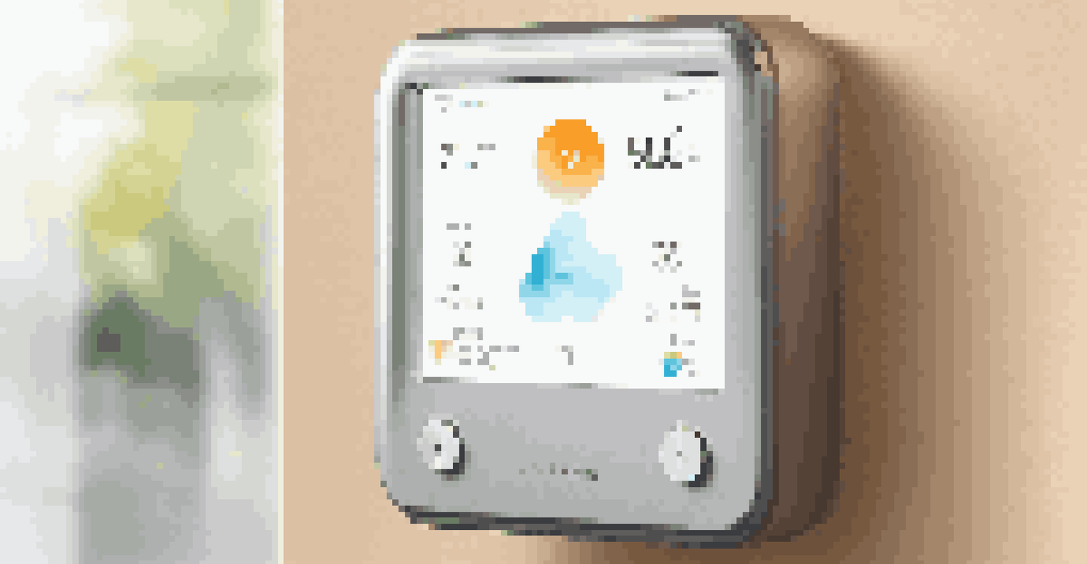 A smart thermostat interface showing user controls and environmental data, highlighting modern home technology.