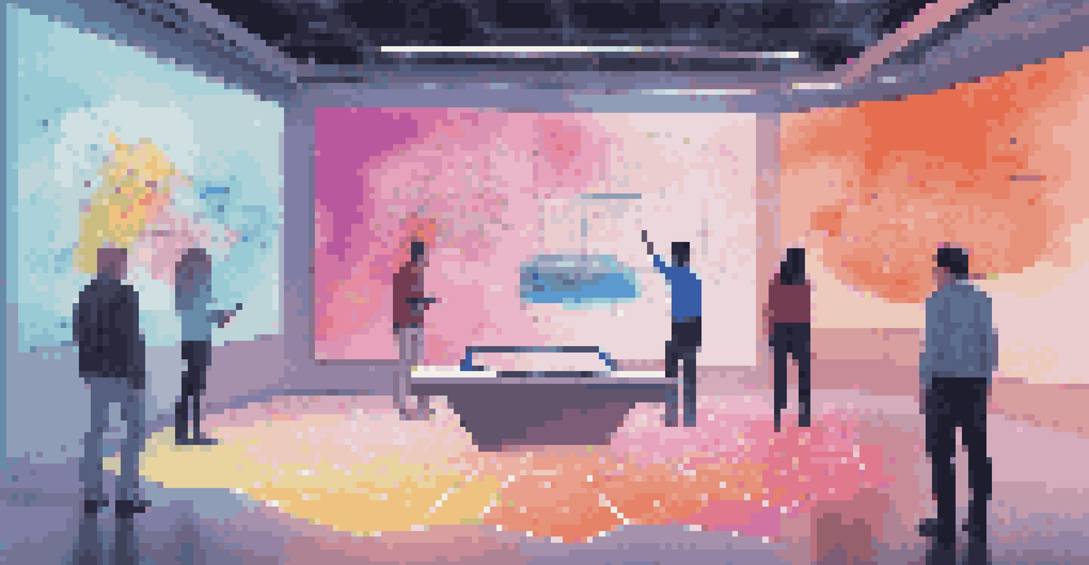 Users in a futuristic room interacting with floating 3D data visualizations using augmented reality glasses.