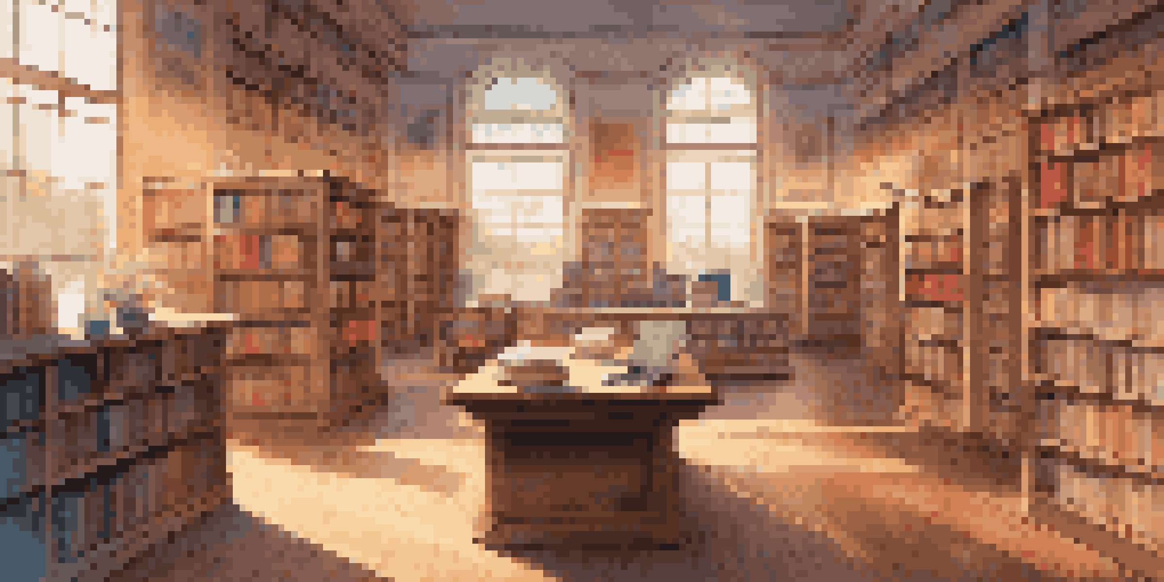 A cozy library with books and digital screens, representing digital curation.