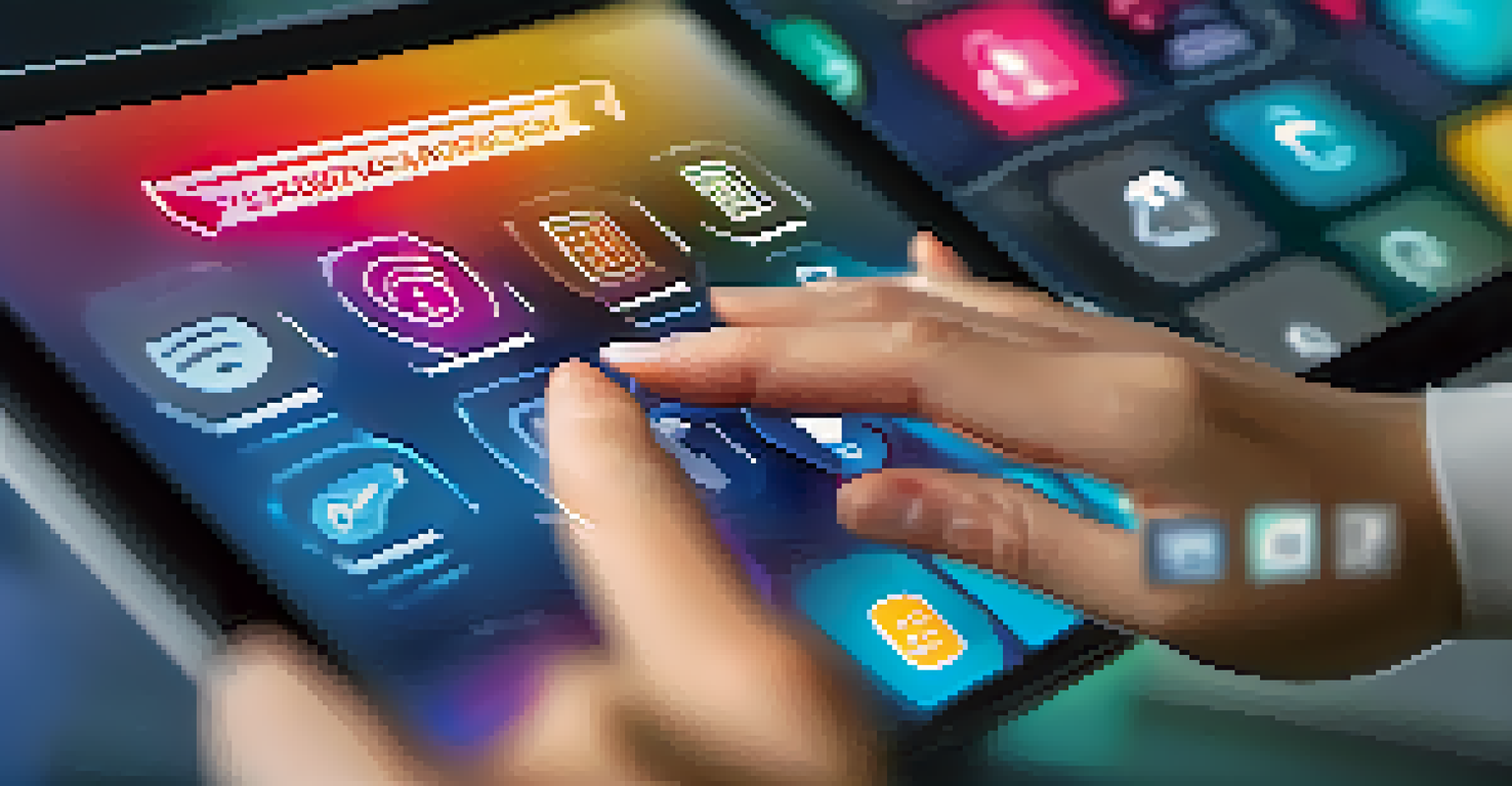 A close-up of a hand on a touchscreen showing a security interface with icons for authentication.