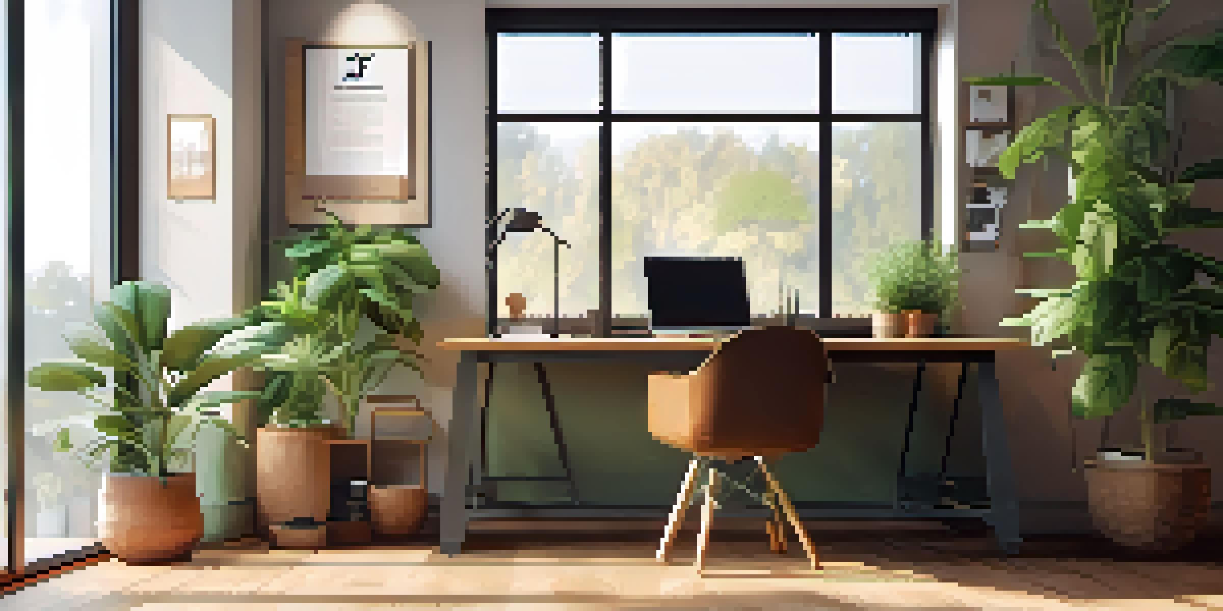 A modern workspace with a laptop showing a Shopify dashboard, complemented by a potted plant and a coffee mug, illuminated by soft natural light.