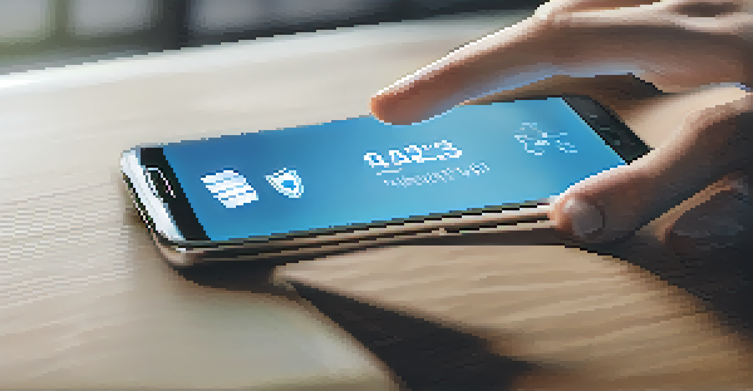 A close-up of a hand using a smartphone for multi-factor authentication in a modern office.