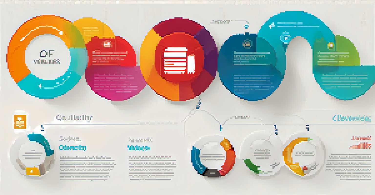 An infographic illustrating the benefits of clear API documentation with icons for clarity, user satisfaction, collaboration, and innovation, in a colorful circular layout.