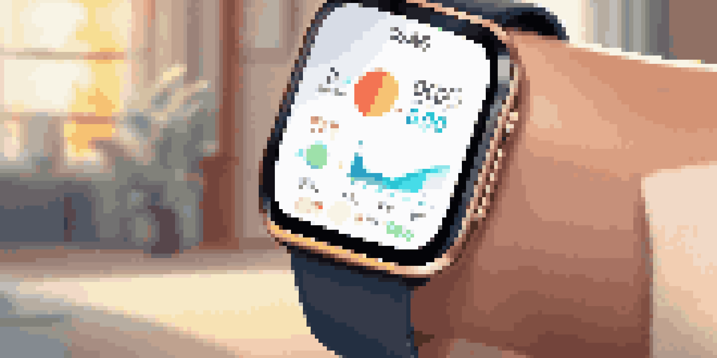 A smartwatch with health monitoring features displayed on the screen, set in a warm living room environment, suggesting accessibility for disabled users.