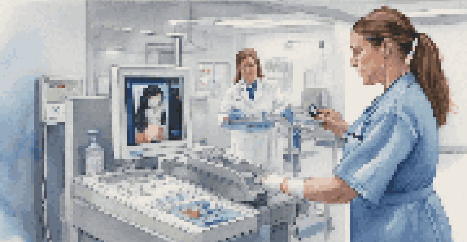 A nurse scanning a patient's wristband using a biometric device in a hospital setting.