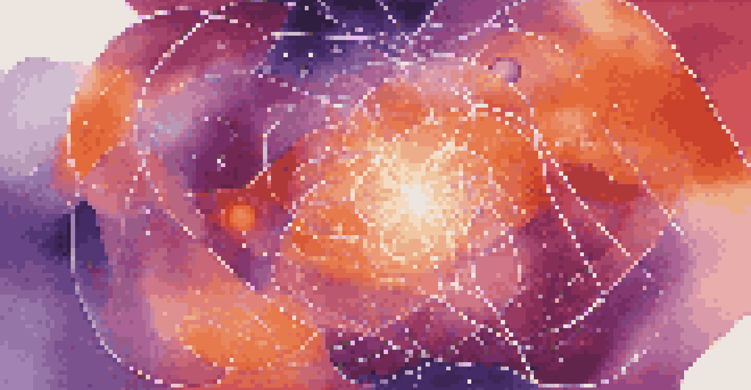 A futuristic illustration of topological qubits with vibrant particles and dynamic shapes on a gradient background.