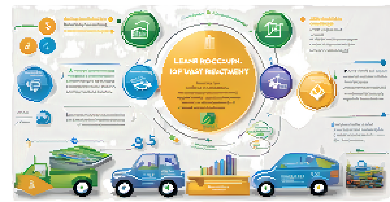 An infographic showing lean principles in software development with colorful icons representing waste reduction, continuous improvement, and agile methodologies on a clean white background.