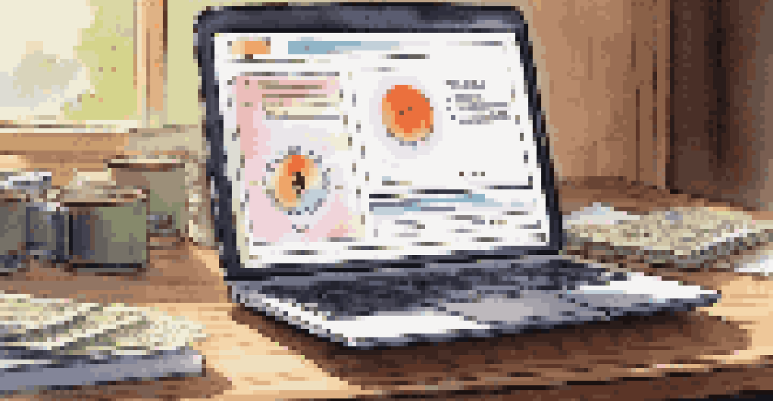 A close-up of a laptop screen showing a secure digital transaction interface surrounded by financial documents.