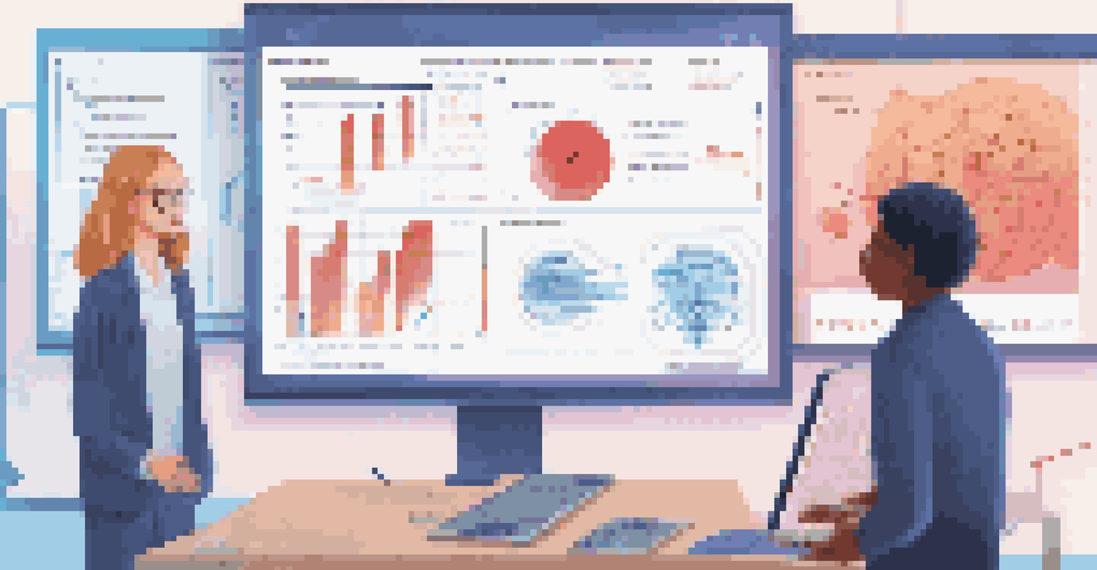 A computer screen displaying an AI-driven educational interface with personalized learning paths, set in a modern classroom filled with students using tech.
