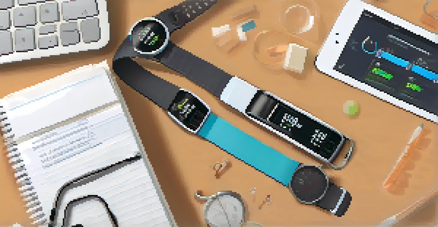A fitness tracker showing collaboration metrics worn by a professional in a vibrant office environment.
