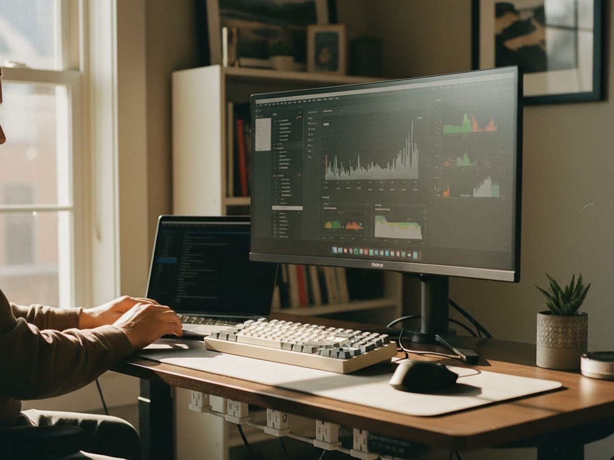 Erfolgreicher und abgesicherter Freelancer am Laptop