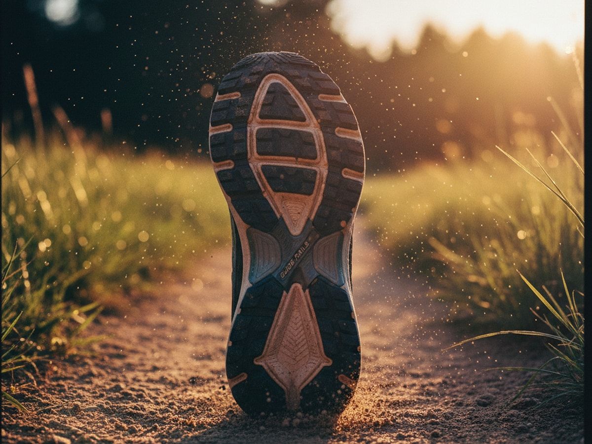 Querschnitt der Sohle eines Stabilitätsschuhs mit Guide Rails