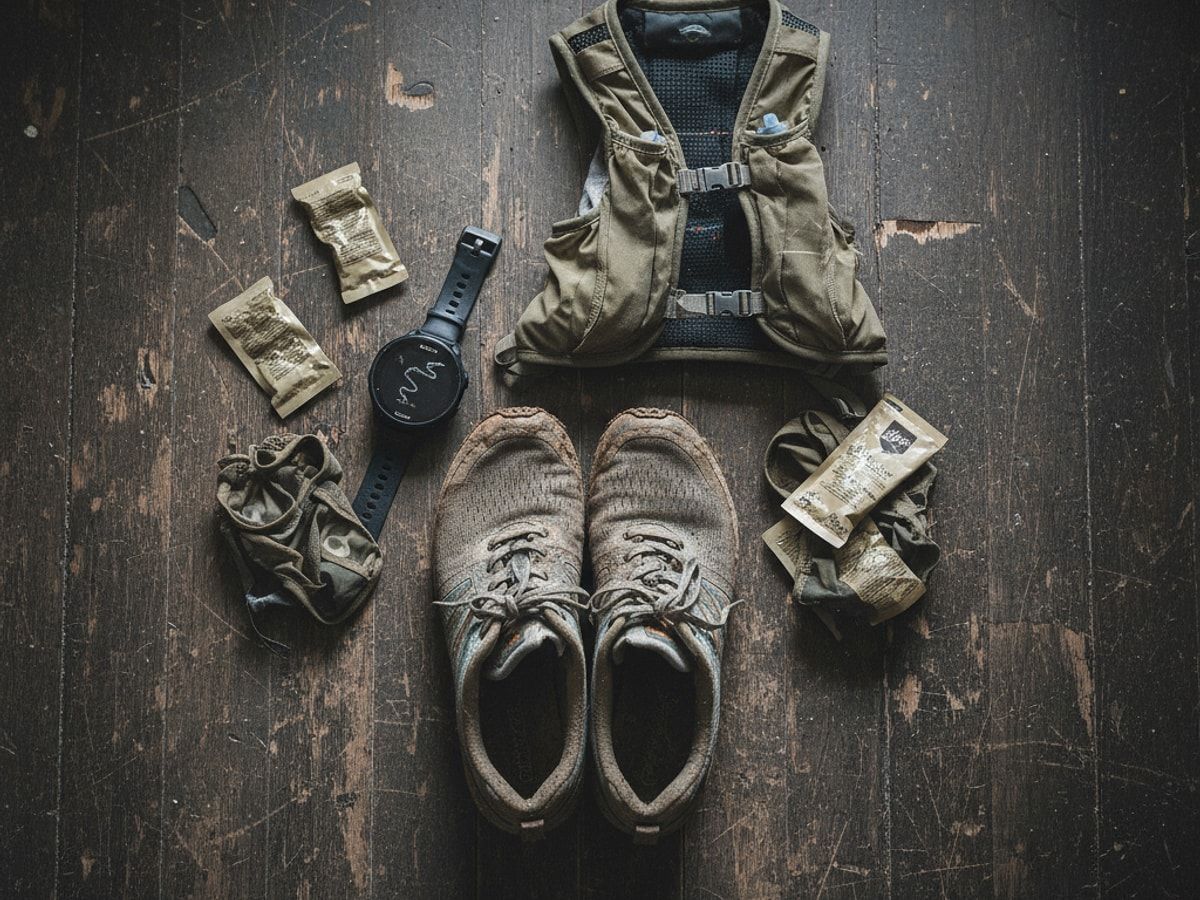 Glücklicher Läufer überquert die Ziellinie nach erfolgreicher halbmarathon vorbereitung