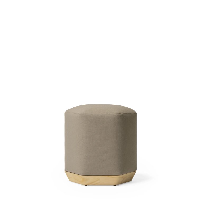 Atay hexagonal poufs and round side table by Vergés