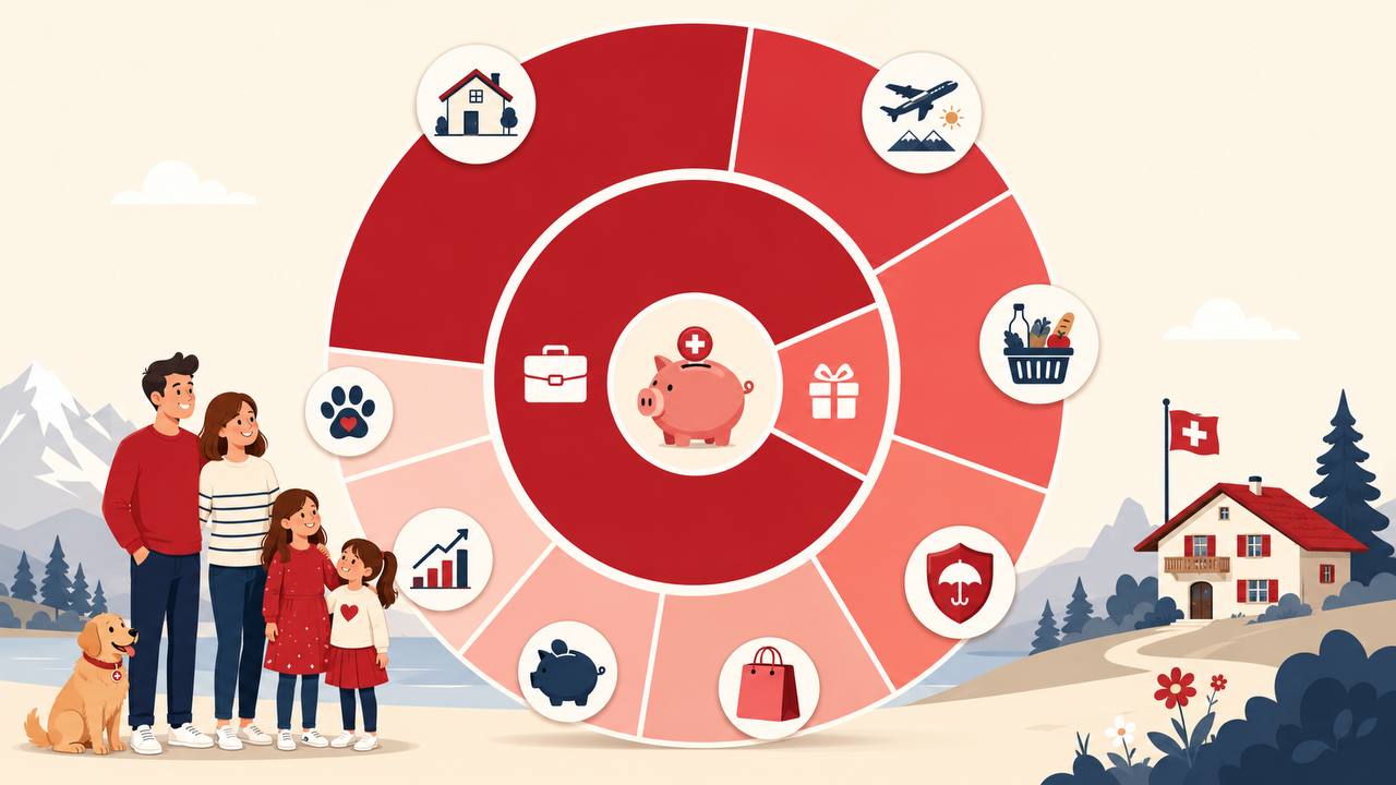 Familienbudget Infografik Schweiz — Ausgabenverteilung nach Kategorie