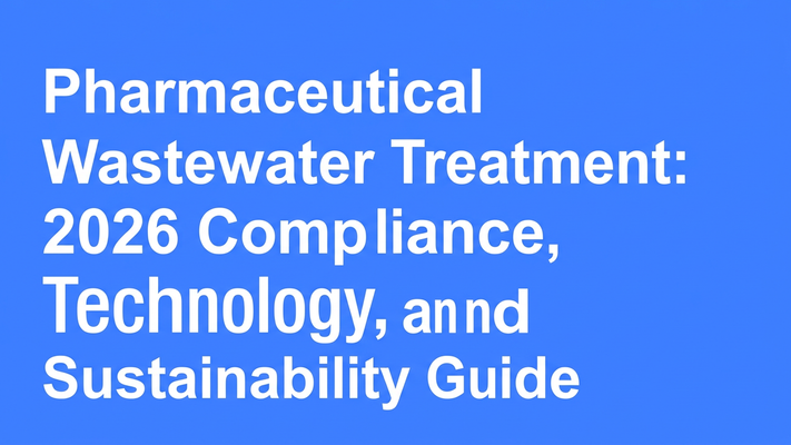 Typographic cover for the 2026 pharmaceutical wastewater treatment compliance and sustainability guide
