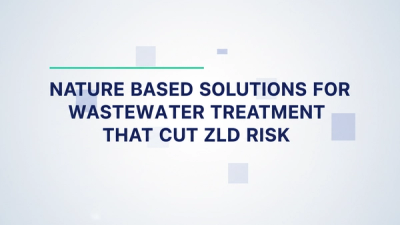 Blog hero with large centered title text 'Nature Based Solutions for Wastewater Treatment That Cut ZLD Risk' on a pale blue gray gradient background with subtle geometric accents