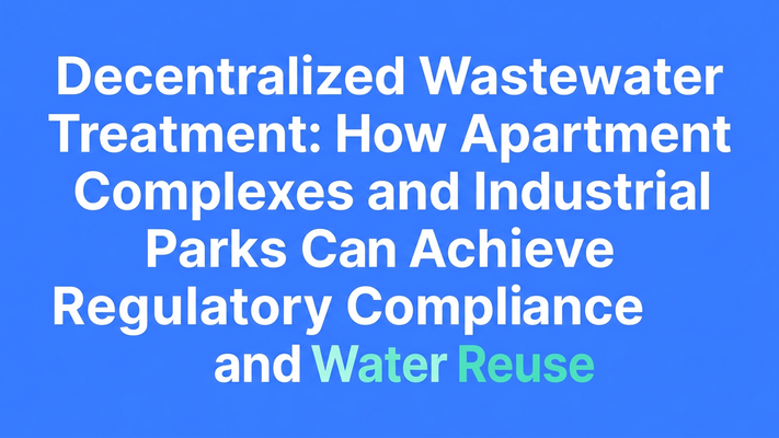 Typographic hero cover for the blog post on decentralized wastewater treatment compliance and water reuse