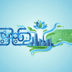 Modern illustration of Zero Liquid Discharge in Indian industries, showcasing water recycling and sustainability efforts.