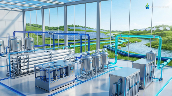 Modern Zero Liquid Discharge industrial water treatment facility showcasing advanced sustainable water management technology with circular water recycling systems and environmental integration