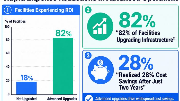 Visually represent the widespread cost savings experienced by facilities upgrading their water infrastructure.