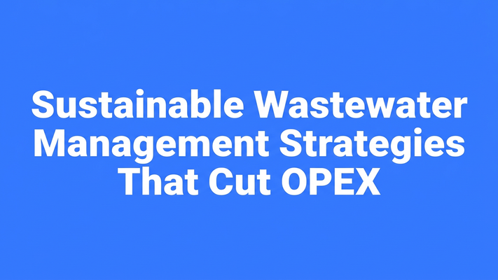 Bold typographic cover for the article on sustainable wastewater management strategies that cut OPEX