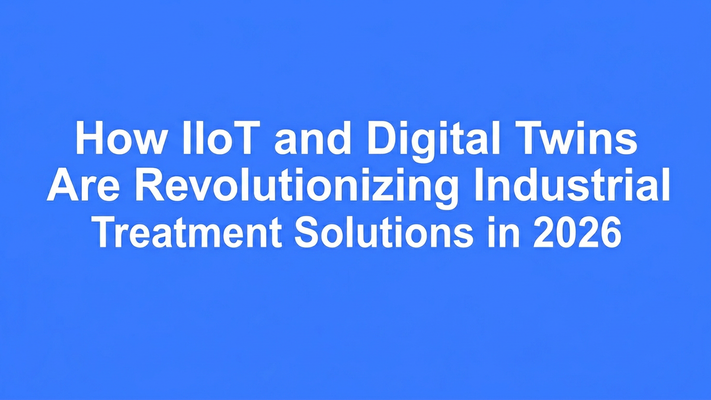 Bold typographic hero cover for the article about IIoT and digital twins in industrial water treatment solutions in 2026