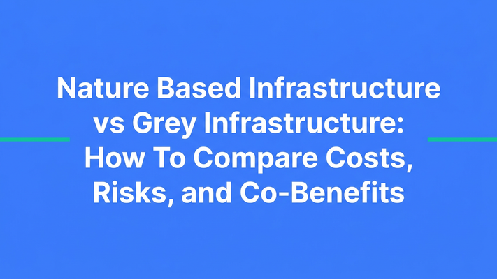 Blog title typographic cover for Nature Based Infrastructure vs Grey Infrastructure: How To Compare Costs, Risks, and Co-Benefits