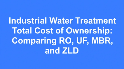 Bold typographic featured image for the blog post on industrial water treatment total cost of ownership comparing RO, UF, MBR, and ZLD