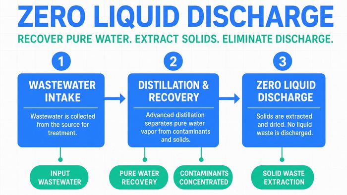 Explain the closed-loop process of a Zero Liquid Discharge water purification system.