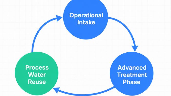 Explain the closed-loop recovery process of a sustainable industrial water system.