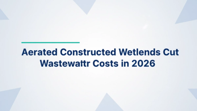 Light-theme blog hero with the title 'Aerated Constructed Wetlands Cut Wastewater Costs in 2026' centered in bold sans-serif on a pale blue-gray gradient background, with a thin teal accent rule and faint geometric shapes behind the text.