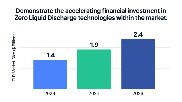 Bar chart showing demonstrate the accelerating financial investment in zero liquid discharge technologies within the market. — data visualization for zld market size ($ billions)