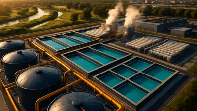 Aerial view of modern zero liquid discharge water treatment facility with cylindrical tanks and filtration systems surrounded by green landscape, representing sustainable industrial water management