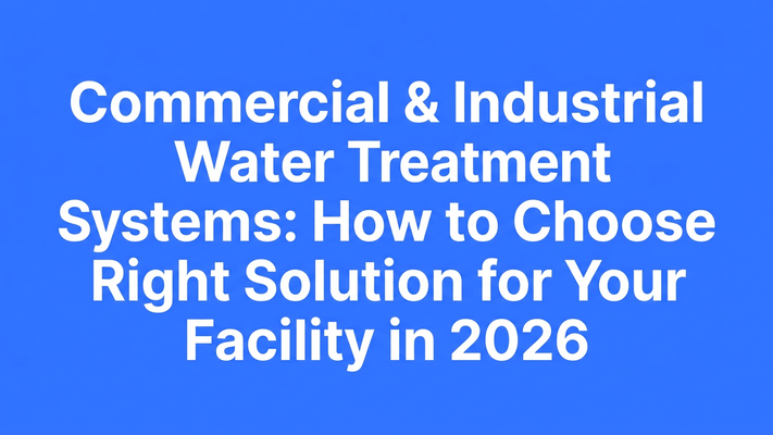 Typographic hero cover for the blog post about choosing industrial and commercial water treatment systems in 2026