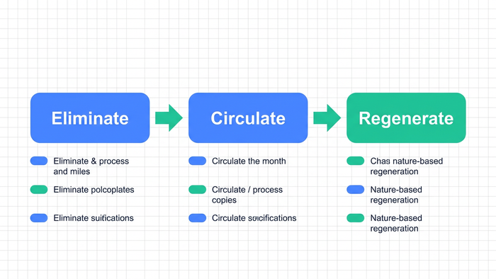 Three-stage E-C-R roadmap diagram showing Eliminate, Circulate, Regenerate stages for water positive manufacturing