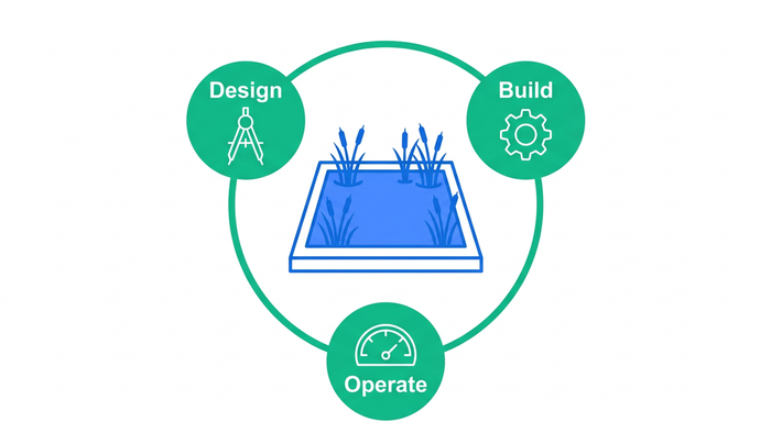 Flat conceptual illustration showing BlueDrop Waters