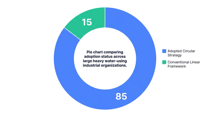 Pie chart showing pie chart comparing adoption status across large heavy water-using industrial organizations. — data visualization for circular economy adoption in heavy water-using sectors (%)