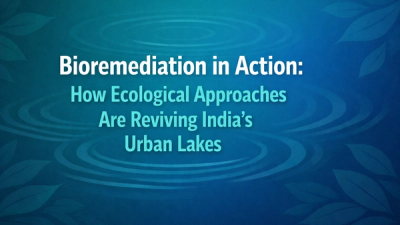 Featured image for blog: Bioremediation in Action: How Ecological Approaches Are Reviving India's Urban Lakes — bold title on deep teal gradient background with organic water ripple shapes