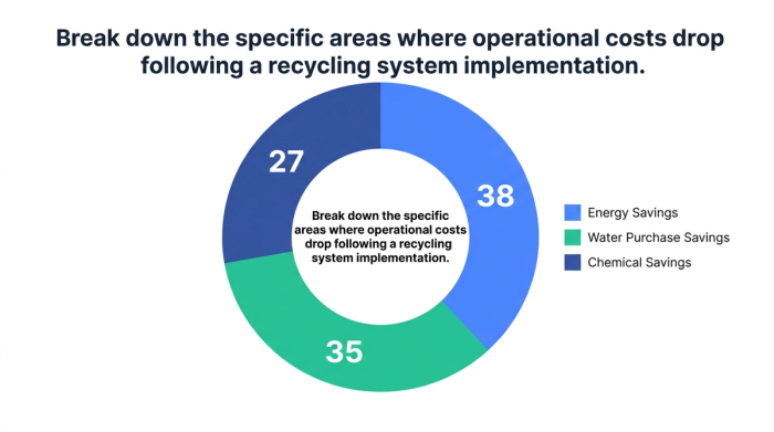 Break down the specific areas where operational costs drop following a recycling system implementation.