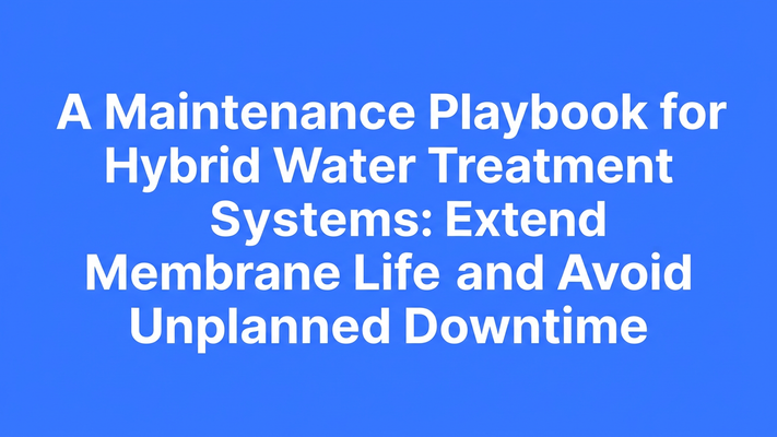 Bold typographic hero cover for the hybrid water treatment maintenance playbook blog post