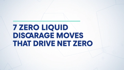 Hero graphic with the title '7 Zero Liquid Discharge Moves That Drive Net Zero' centered on a pale blue-gray gradient background with subtle geometric accents