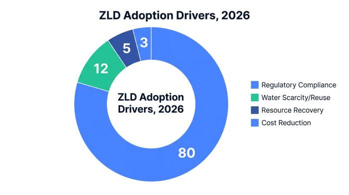 Pie chart showing zld adoption drivers, 2026 — data visualization for share of industrial respondents citing each primary zld driver