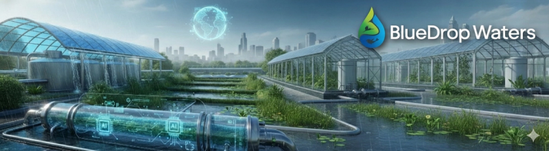 Image depicting advanced water management solutions, showcasing AI technology and sustainability in water conservation.