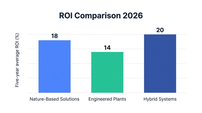 Bar chart showing roi comparison 2026 — data visualization for five-year average roi (%)
